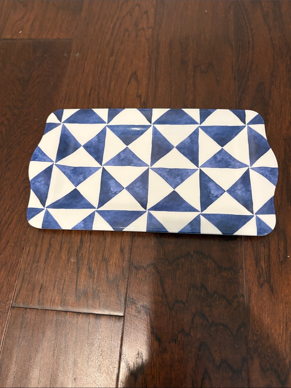Melamine Navy Blue and White Triangle Platter